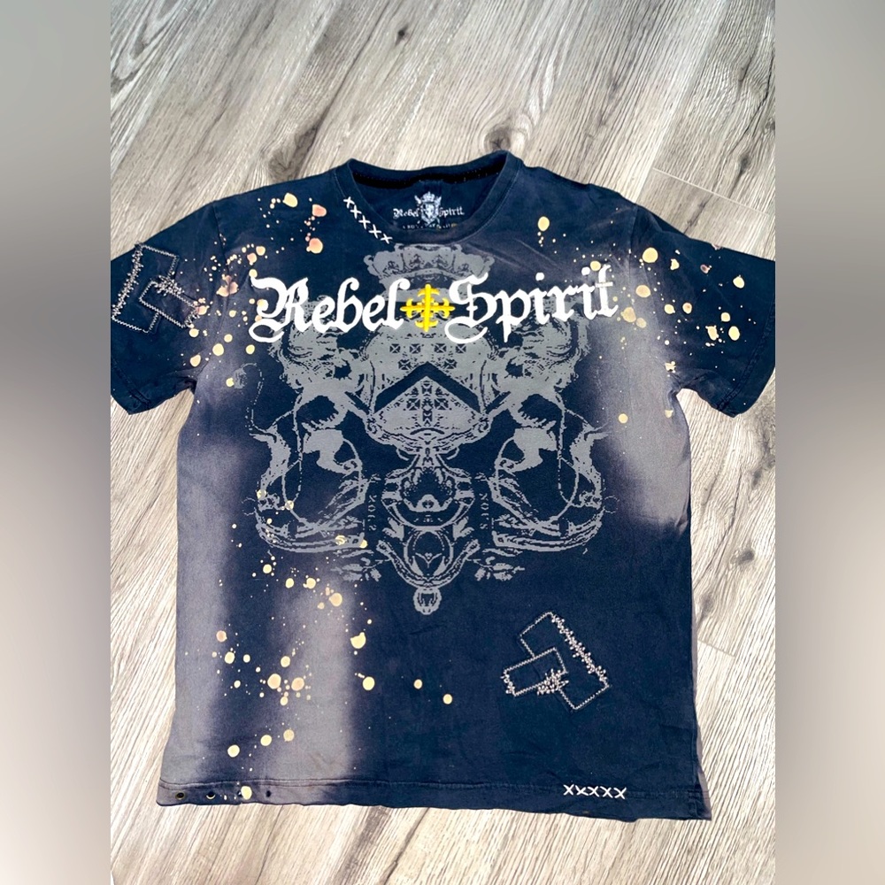 Rebel Spirit‎ A Royal Way Of Life Skull Exclusive Black T-Shirt Men's Size XL